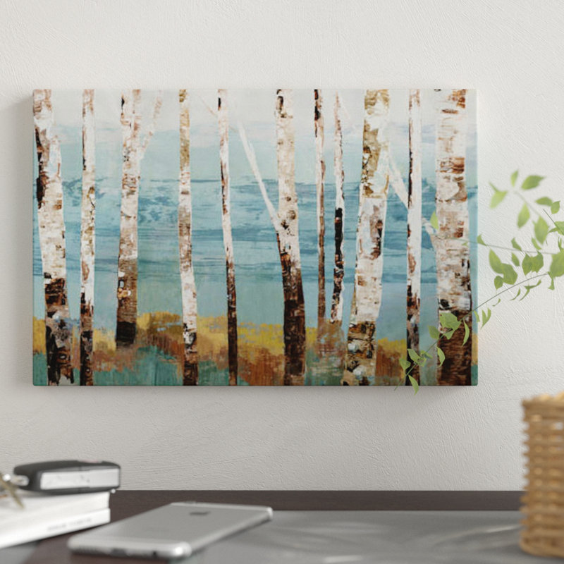 «Birch Reflection», reproduction sur toile, H 26 po x l 40 po x P 1,5 po, Toile tendue, Pas de tapis
