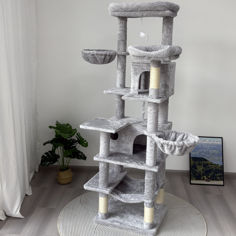 Arbre à chat multi-niveaux, Gris clair