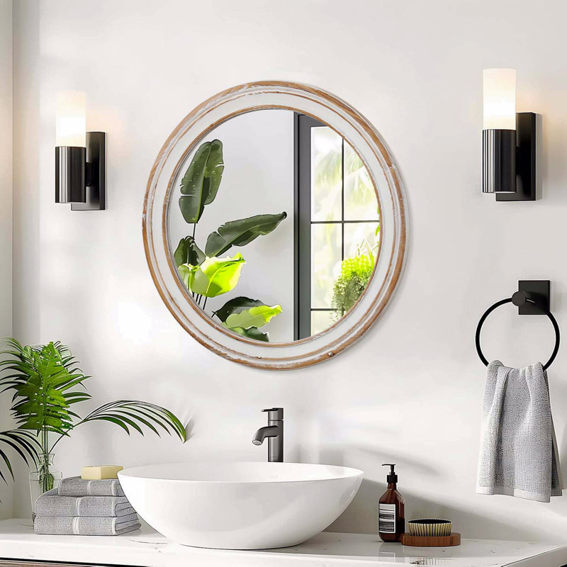 Miroir mural rond 27,5 pouces pour meuble-lavabo de salle de bain, H 27,56 po x l 27,56 po