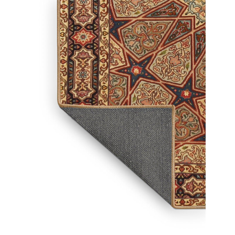Tapis traditionnel bleu foncé / beige, Rectangle 3 pi x 5 pi