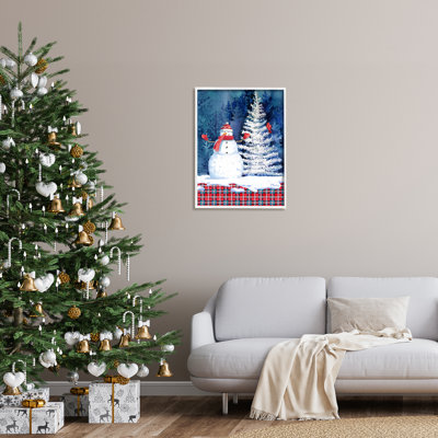 Stupell Industries Winter Snowman On Plaid, art de la giclée encadrée par Paul Brent