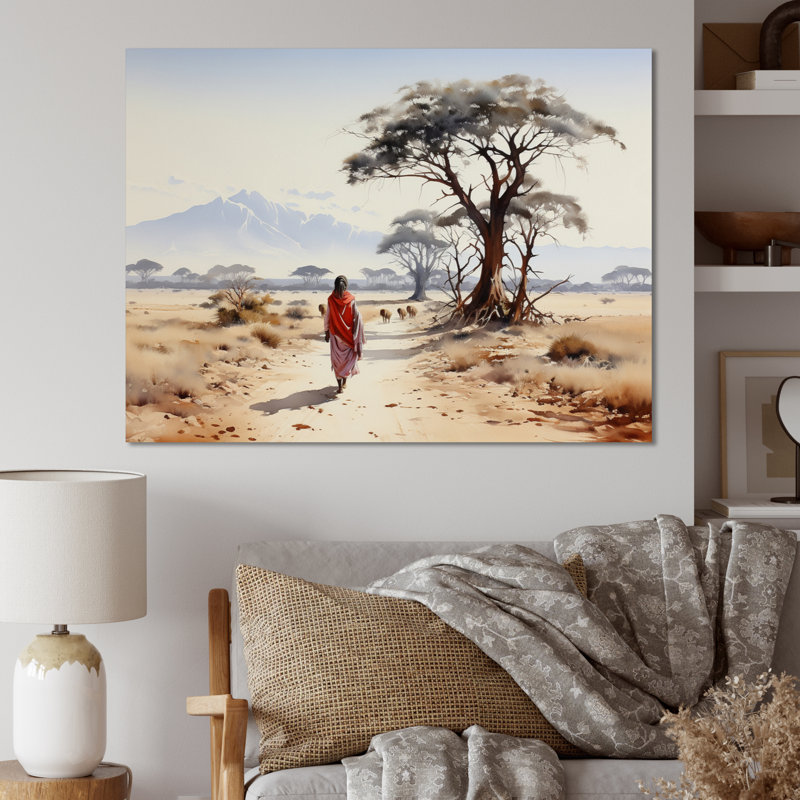Art africain sur toile, reproduction de portrait nomade - African Nomadic Wanderer I, H 24 po x l 32 po x P 1 po