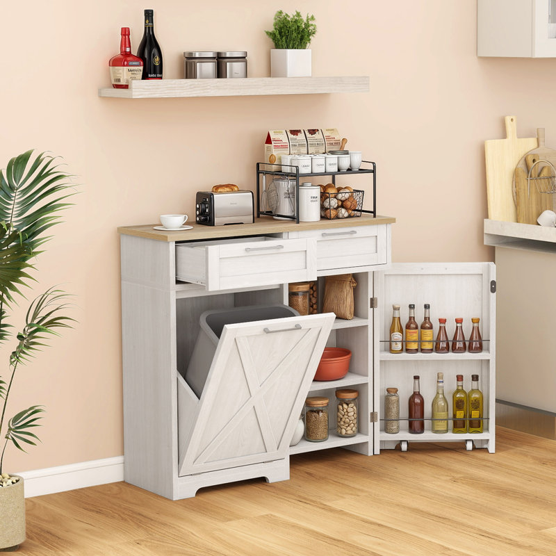 Poubelle inclinable 10 gallons avec tablette et tiroirs Balconera Kitchen