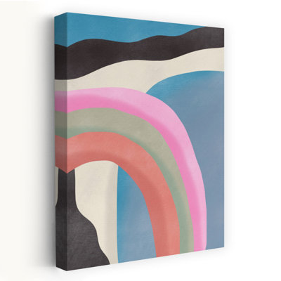 Arcs d'arc-en-ciel délicats, paysage abstrait et coloré contemporain, impression d'art mural sur le thème de la nature