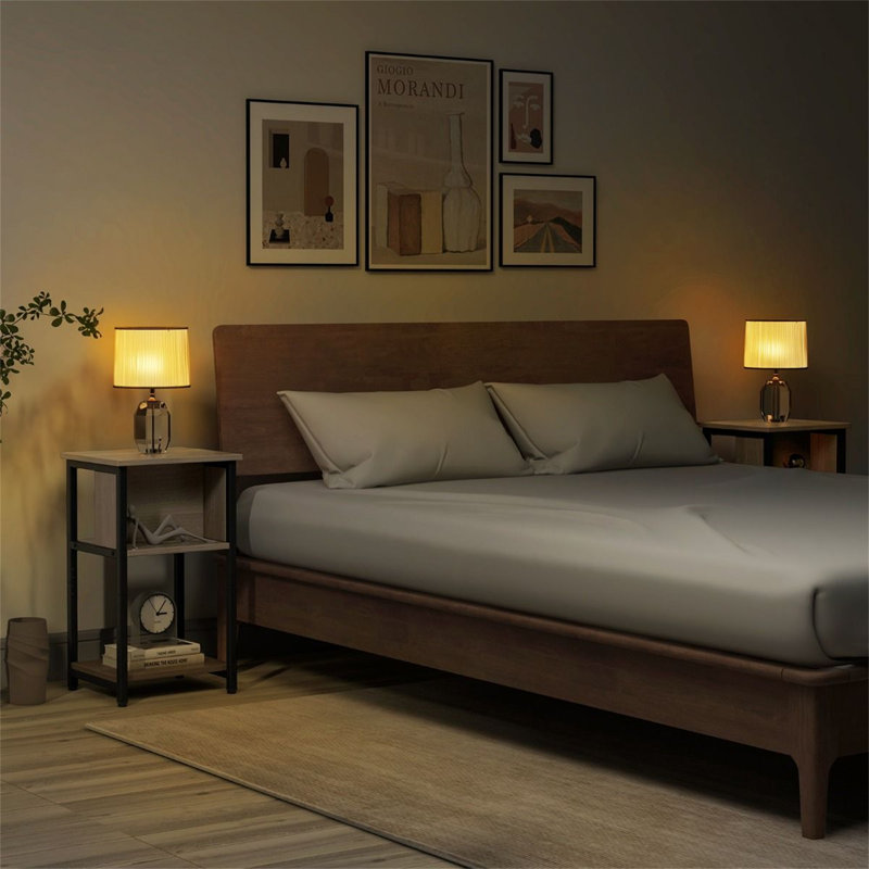 34cm W Metal Bedside Table