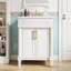 Meuble-lavabo 24 po avec lavabo en céramique, armoire de rangement à 2 portes, tablette réglable pour petits espaces, finition blanche-924954487