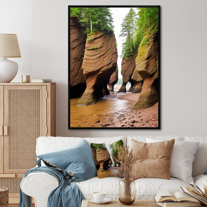 Paysage côtier du Nouveau-Brunswick II - Décoration murale canadienne, Cadre flottant noir, H 40 po x l 30 po x P 1,5 po