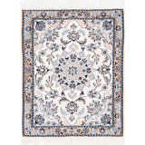 Ivory Fine Hand Knotted Persian Silk & wool Nain 2'6"X 3'2"