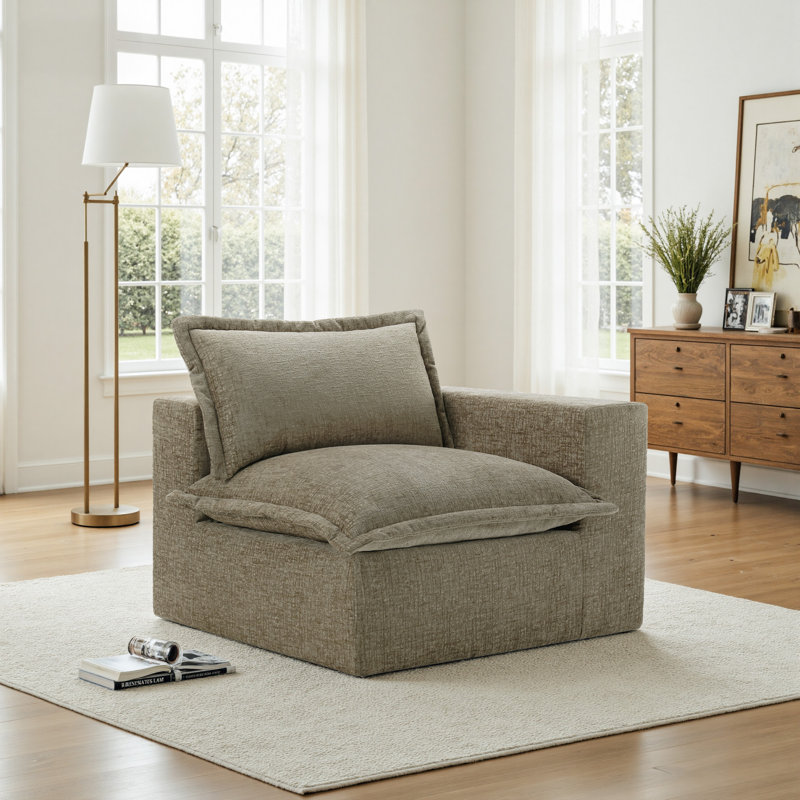 Upholstered Armchair, Camel