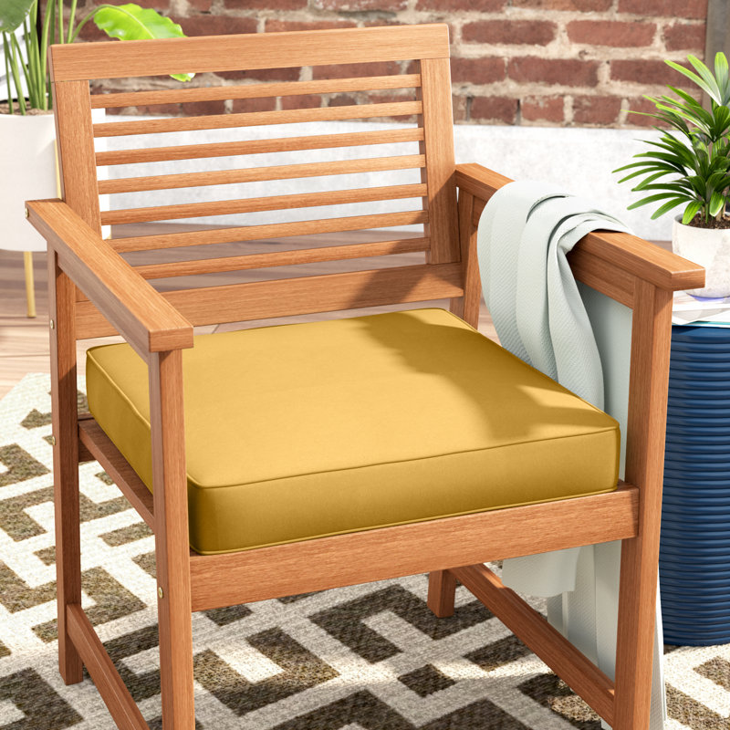 Parvati Outdoor 3'' Dining Chair Seat Cushion, Fresco Daffodil