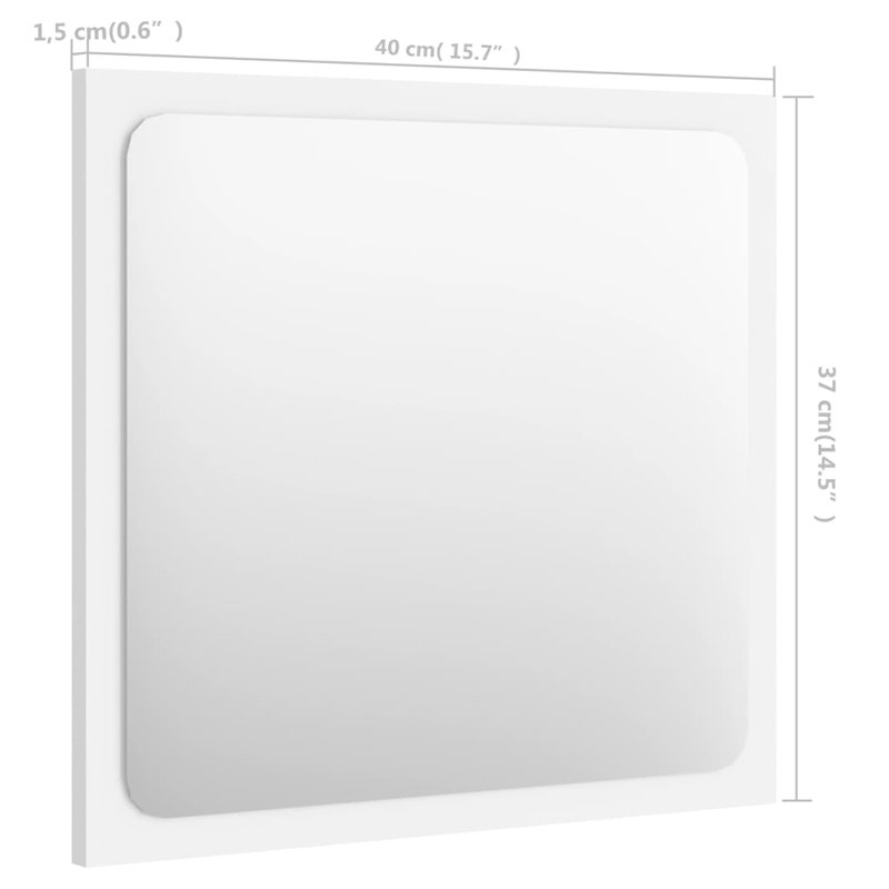 Miroir de salle de bain avec miroir de salle de bain, 14,5 po x 15,7 po, Blanc