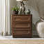 Commode 3 tiroirs en noyer foncé de 21,65 po avec rangement pour chambre à coucher et salon