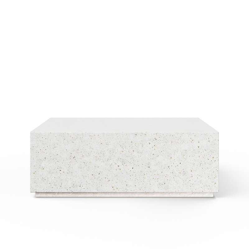Mixx Bloc Coffee Table, 16.5" H x 47.25" W x 47.25" D, Ivory Terrazzo