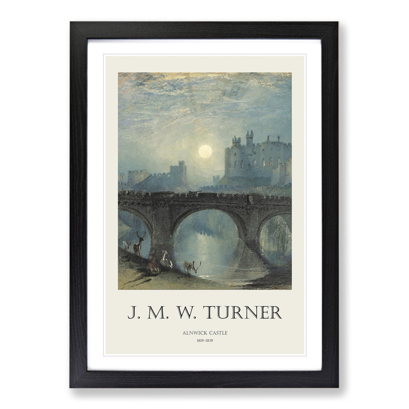 Alnwick Castle by Joseph-Mallord William Turner - Picture Frame Painting, Black Framed, 36cm H x 27cm W x 2cm D