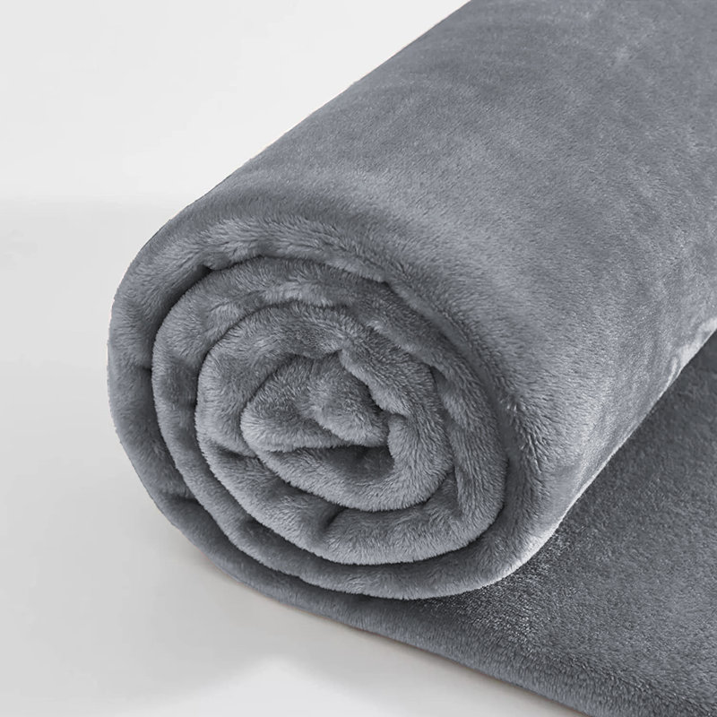 Ultra Soft Plush Faux Fur Reversible Fleece Blanket, Super King, Silver