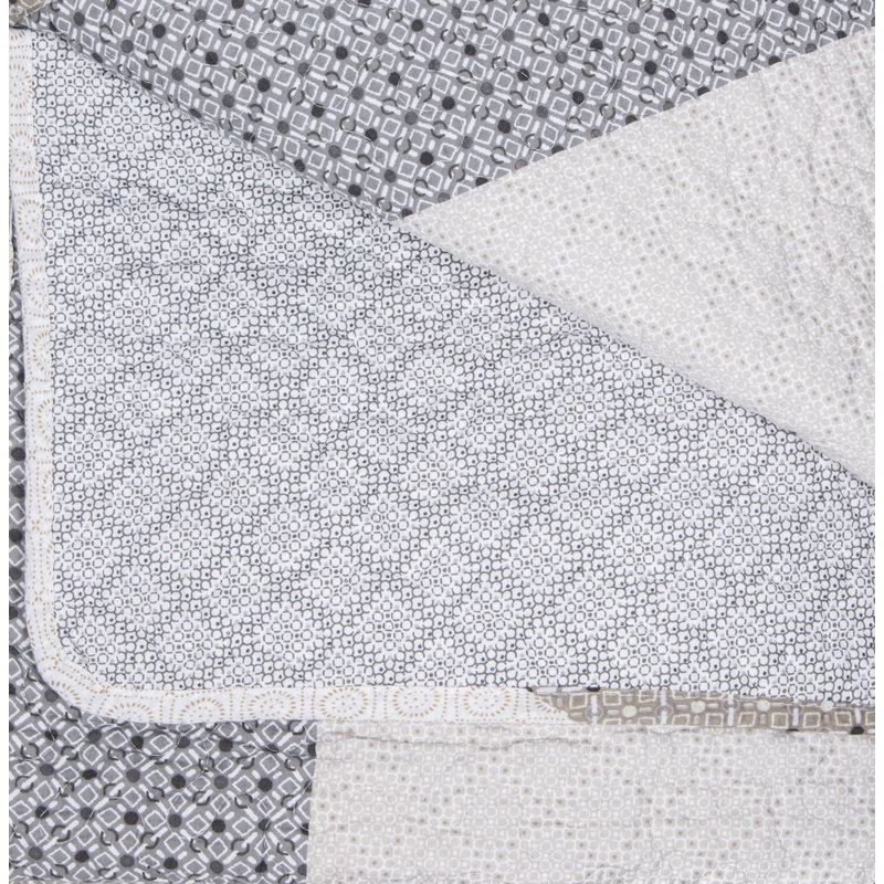 Ensemble de courtepointe réversible 100 % coton gris / taupe / crème Ethan, Courtepointe pour lit très grand super et deux ta