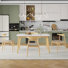 Drumawillin Mid-Century Modern 5-Piece Rubberwood Dining Table Set With Faux Leather Upholstered Chairs