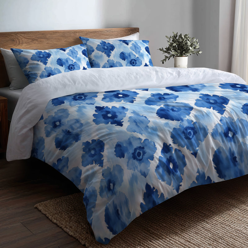 Ensemble de housse de couette et coussin décoratif Beach Blue Ikat, Housse de couette très grand et 2 très grandes t