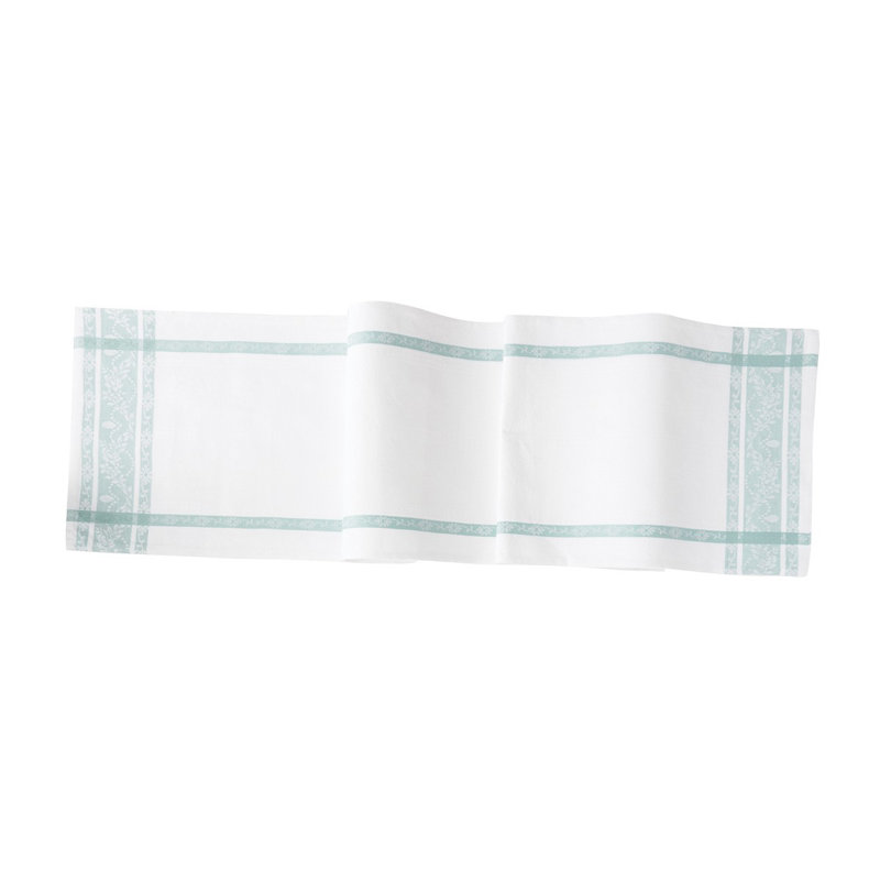 Rodrigez Rose Trellis Jacquard Cotton Table Runner, Sea Glass