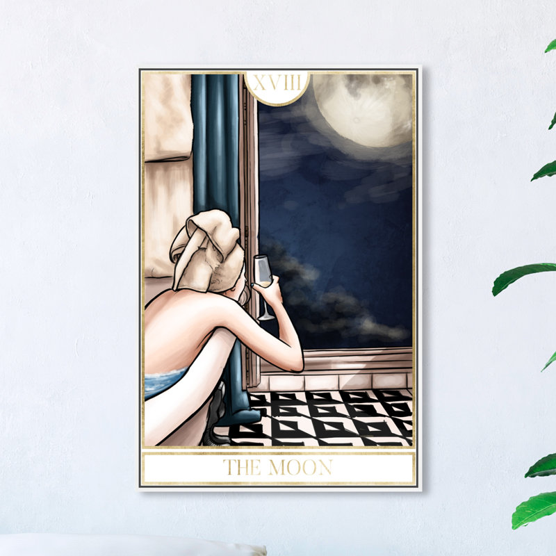 Babin Bath and Laundry The Moon Shower - impression sur toile, Cadre blanc, H 30 po x l 20 po x P 1,5 po