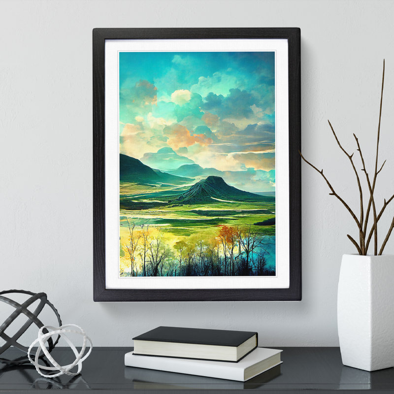 XV1022-5332X Wonderful Mountain Landscape No.1 - Single Picture Frame Print, Black, 46cm H x 34cm W
