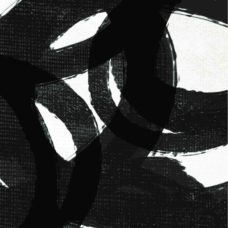 Cercles noirs à droite - peinture sur toile tendue, H 12 po x l 12 po