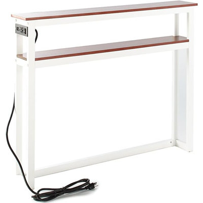Table de canapé à 2 niveaux avec prise, blanc