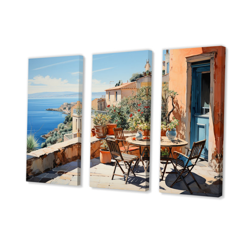La Dolce, côte italienne IV, reproduction sur toile 3 pièces, H 32 po x l 48 po x P 1 po