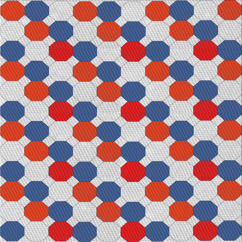 Tapis bleu à motif géométrique Kohut, Carré 3 pi