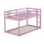 Lit mezzanine simple au-dessus de simple en bois massif avec échelle - hauteur basse, lattes durables et rangement sous le lit, rose-1414945272