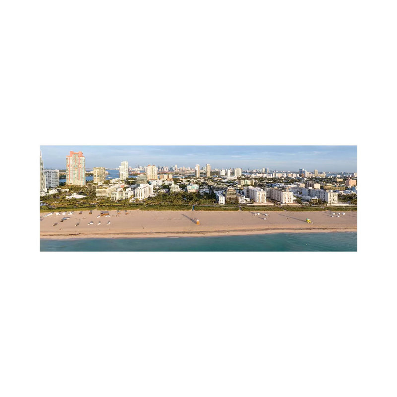 Miami Beach Panorama 1 Piece Panoramic Wall Art on Canvas, 30.48 cm H x 91.44 cm W x 1.91 cm D, Canvas