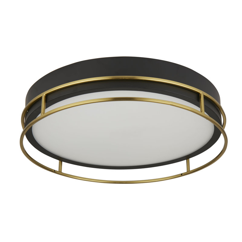 Averie Glass Flush Mount, Black/Brass