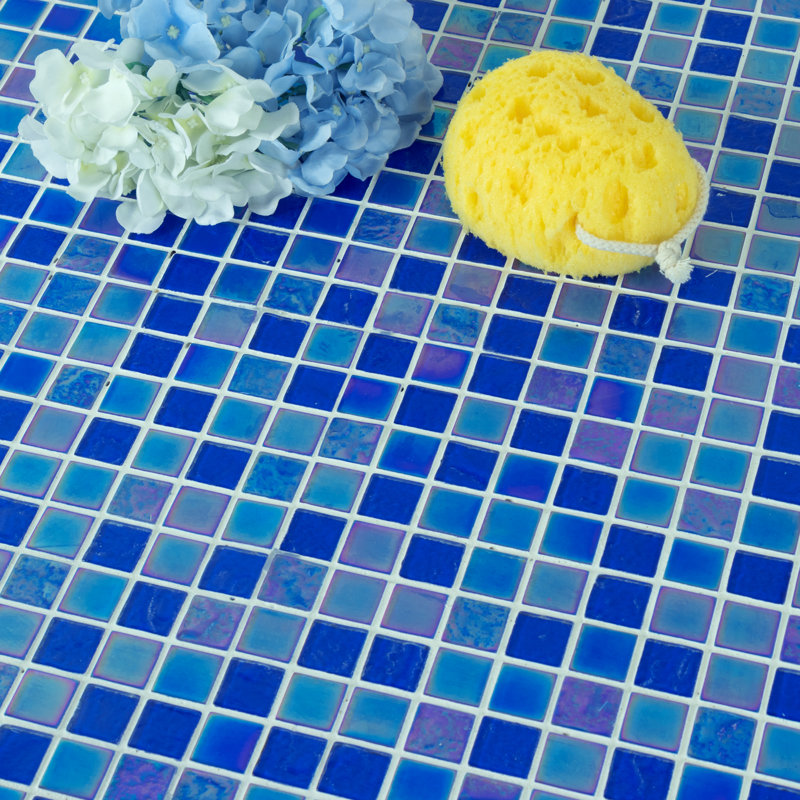1" x 1" Glass Mosaic Sheet Tile, Ocean Wave
