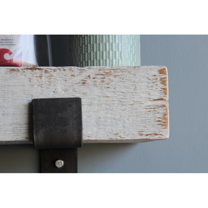 Chumbley 2 Piece Solid Wood Bracket Shelf, 24” W x 7” D x 3” H (top/bottom shelf), White Washed