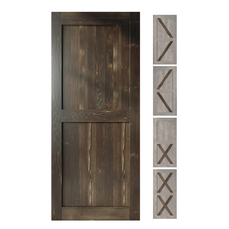 Porte en bois de pin massif 5-en-1 de conception unique non assemblée seulement, 44 po x 80 po, Ébène