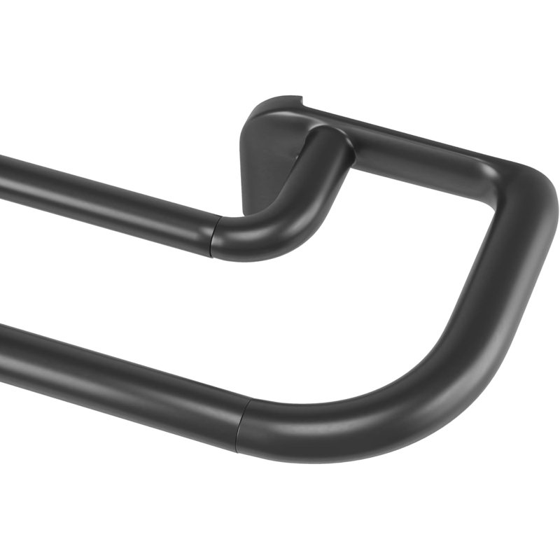 Ailanni Modern Durable Alloy Steel Double Curtain Rod, 30" to 84", Black, 30" - 84", Black