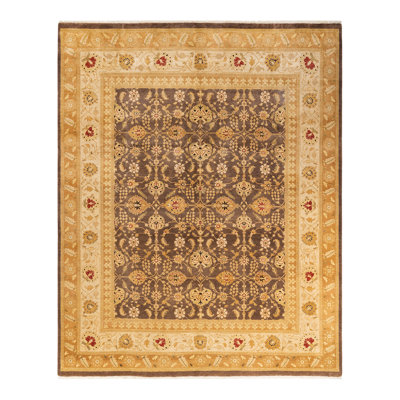 Hand Knotted Wool Traditional Hayner Brown Area Rug 8' 1"" x 10' 1 -  The Twillery Co.Â®, 5B47DC4A8555404F8ABF68BDC0618203