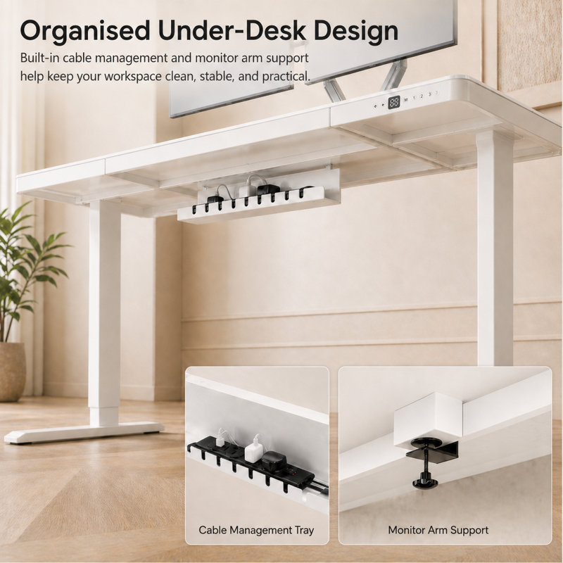 Adjustable Glass Top Metal Base, 120 x 60 cm