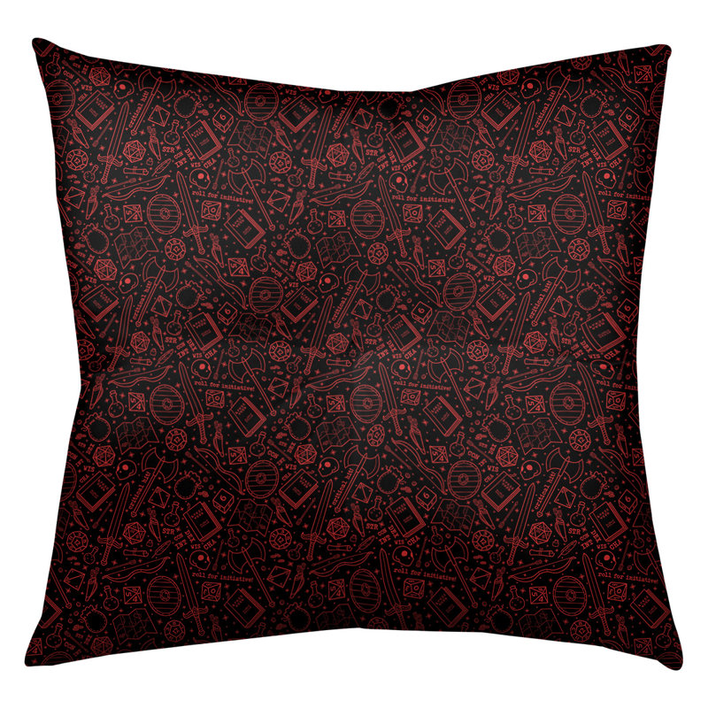Coussin de sol carré Katelyn Elizabeth, 26 po x 26 po, Noir / rouge