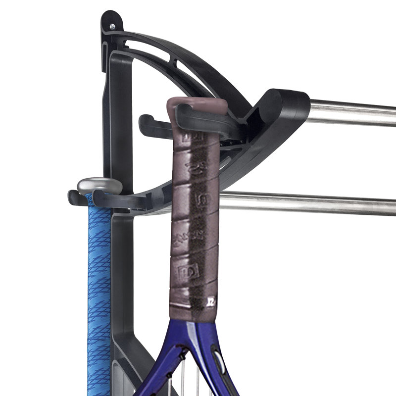 Black Steel and Polymer Wall Mount Sports Equipment Organizer
