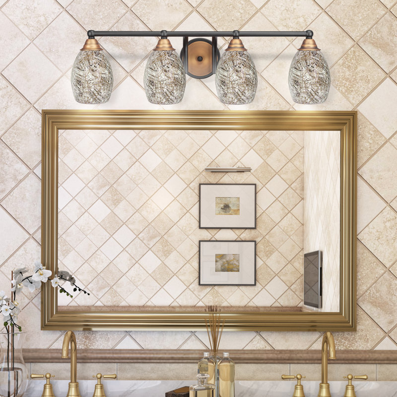 Michell 4-Light Bath Bar, Matte Black/Brushed Gold