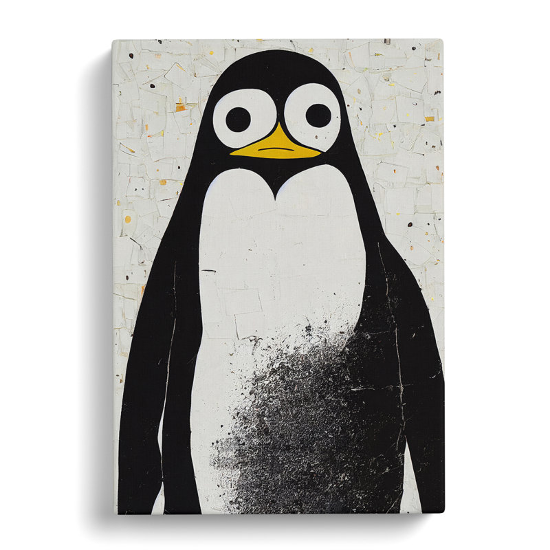Painted Penguin No.1 - Wall Art, 50cm H x 35cm W x 3cm D, Wrapped Canvas