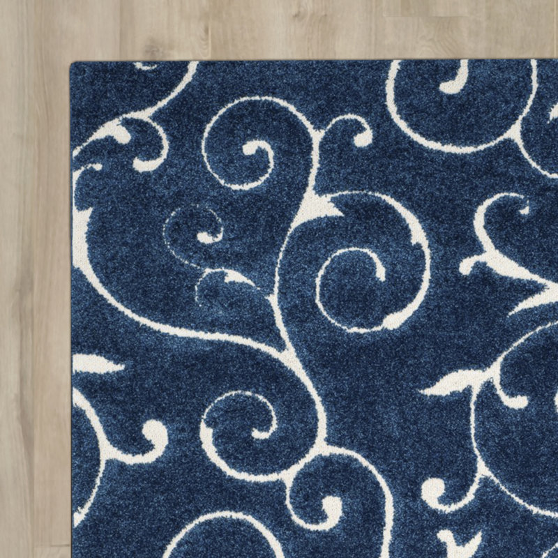 Tapis Amza, Carré 6 pi 7 po, Crème/bleu