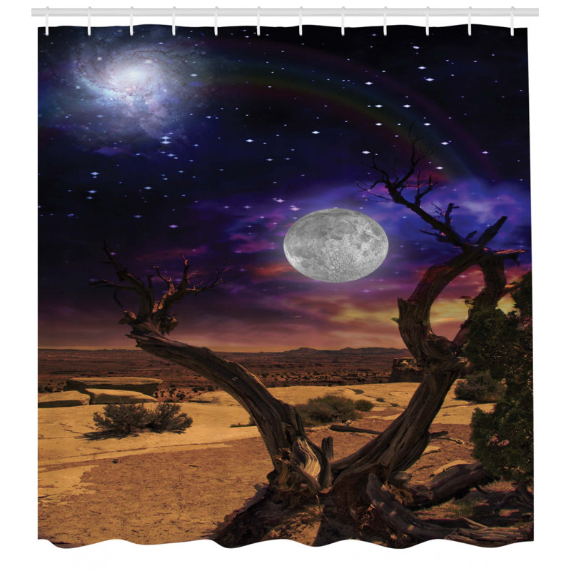 Ensemble de rideau de douche en lune et crochets, H 70 po x l 69 po