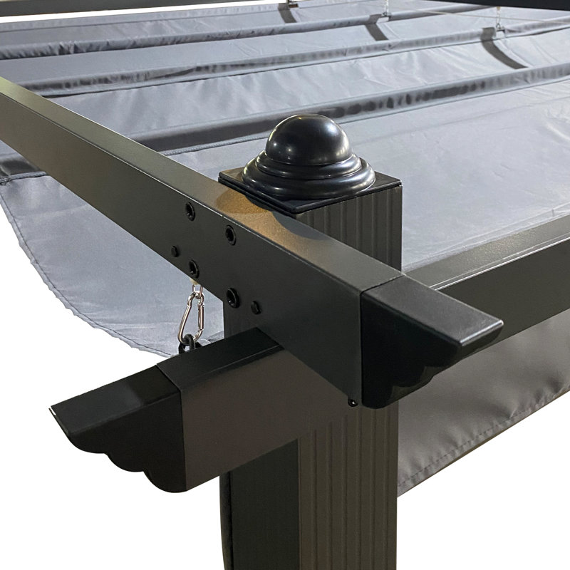 Outdoor Patio Retractable Pergola Replacement Canopy - 13X10 Ft, Gray , Sun Protection Ft Shelter Fabric, Protection, Gray, Easy Assembly