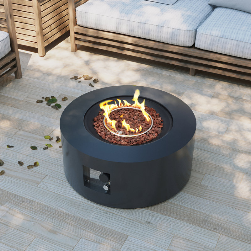 Foyer de table d'extérieur en fer au propane de 28 pouces pour patio extérieur