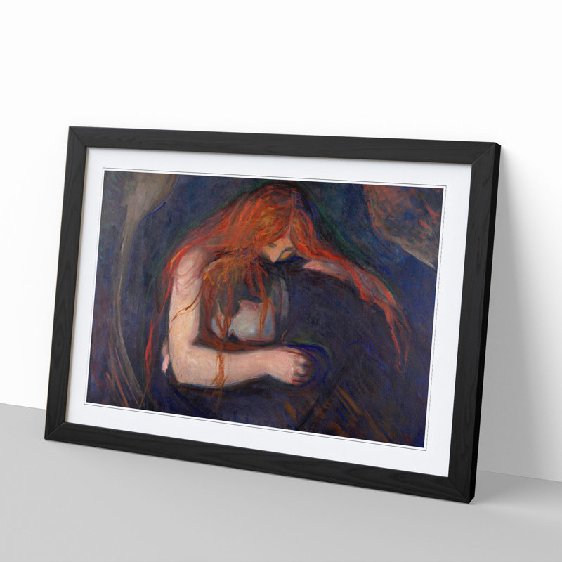 The Vampire Vol.1 by Edvard Munch - Picture Frame Painting, 36cm H x 48cm W x 2cm D, Black Framed