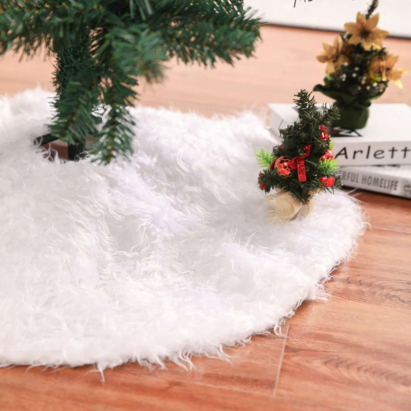 Snowy White Faux Fur Christmas Tree Skirt, 48"