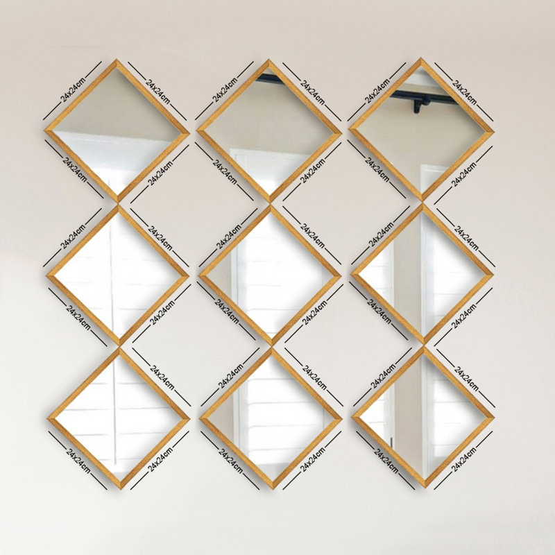 Ensemble de 9 miroirs biseautés Munn, Or