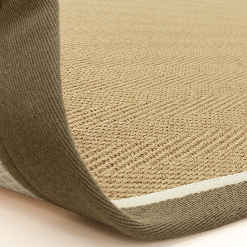 Rondle Herringbone Jute Area Rug, Rectangle 120 x 170 cm, Khaki Cream